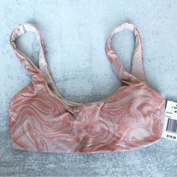 L Space Lizzie Top Bikini Set Shimmery Marble Swirl Pattern Size Medium - Picture 4 of 11